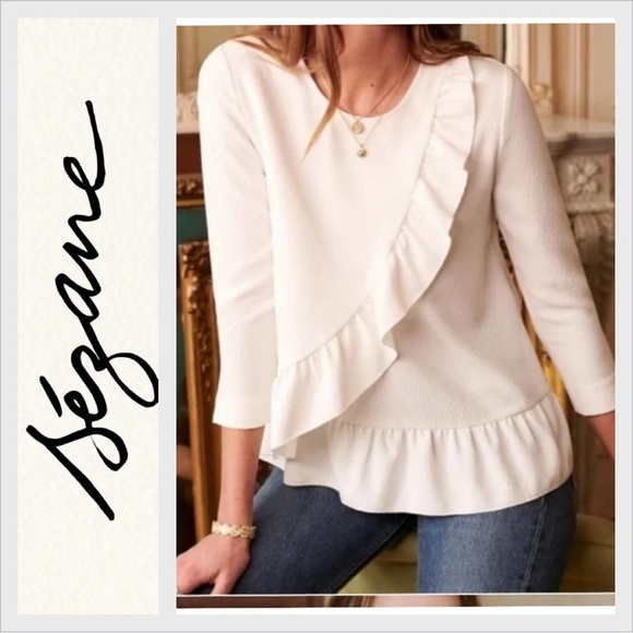 Sezane Jenny Ruffle Blouse 34 XS - Picture 1 of 9